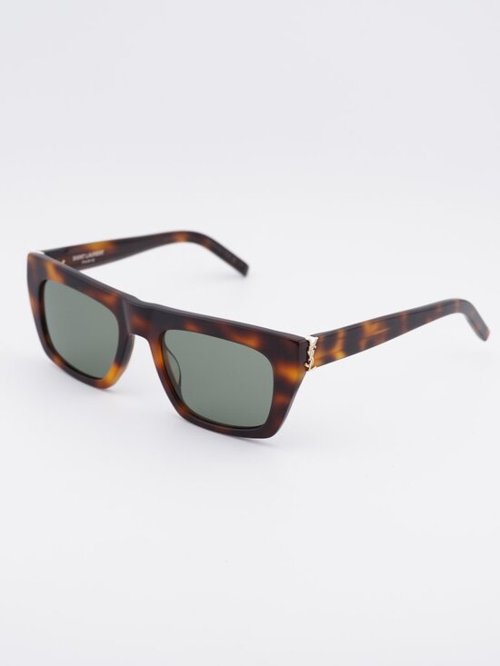 Saint Laurent SLM131 003 Sunglasses Havana Rectangle Frame, Green Lenses main image 9